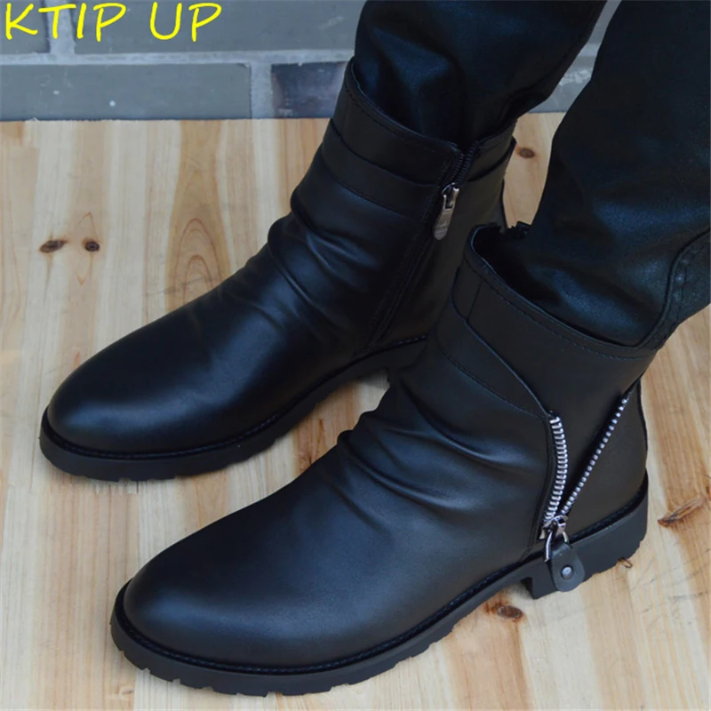 Роскошная осенне-зимняя обувь Ботинки Челси из натуральной кожи Мужская с мехом