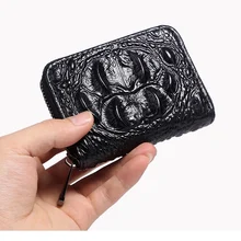 Multi-card first layer cowhide female zipper organ small coin purse