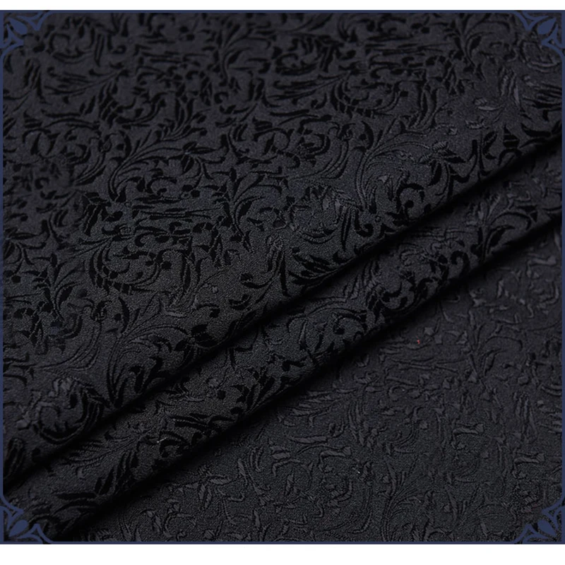 High quality black floral style damask silk satin brocade jacquard fabric costume upholstery furniture curtain clothing material
