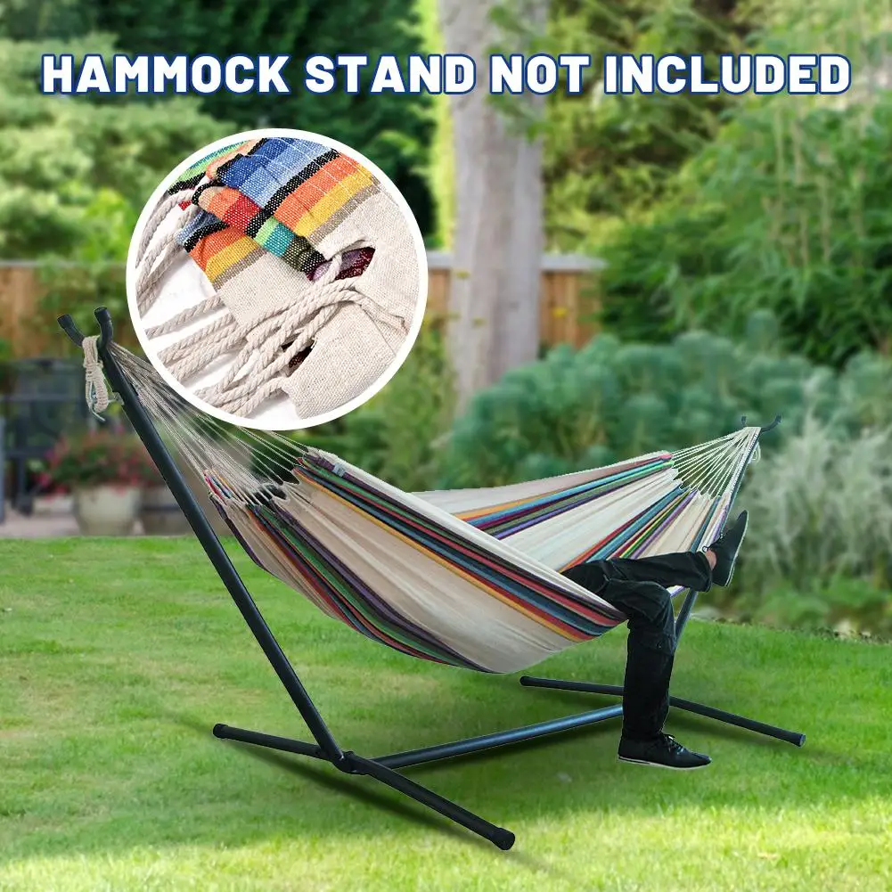 

Single Double Hammock Camping Thicken Swinging Chair Outdoor Hanging Bed Canvas Rocking Chair Not With Bracket 200x150cm