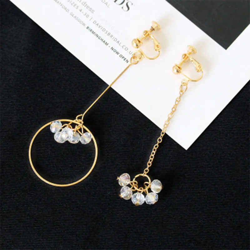 Модные висячие серьги с кисточками для женщин асимметричные кристаллами