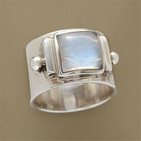 vintage moonstone rings for women white golden color big stone womens rings jewelry gifts