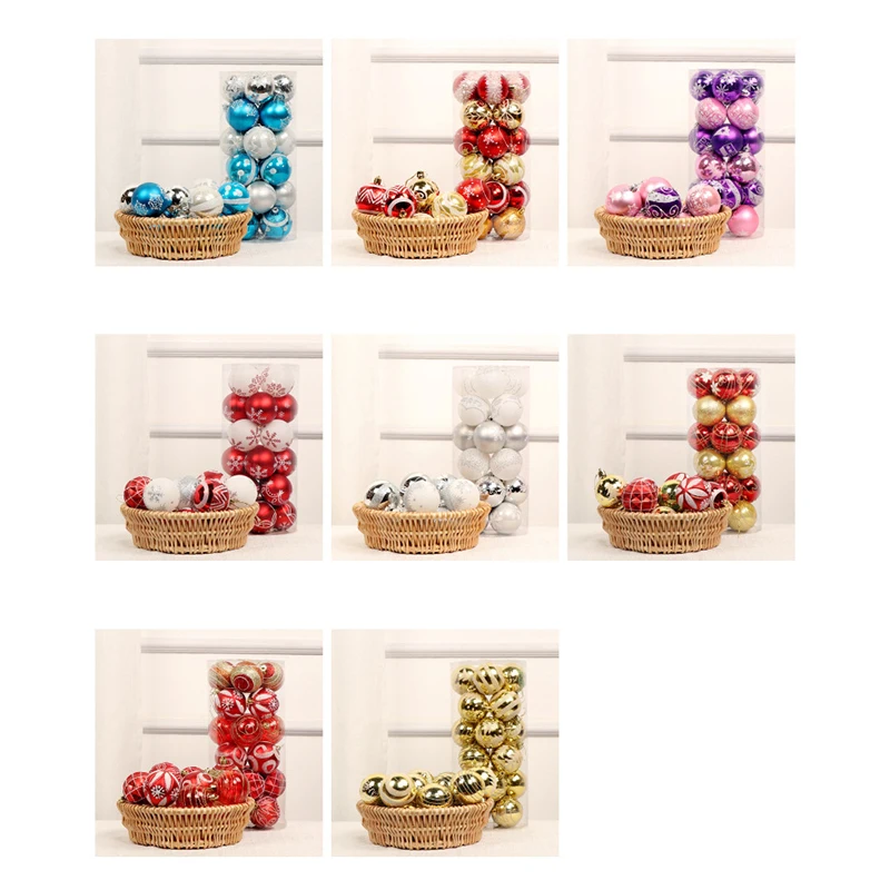 

24Pcs 6CM Christmas Balls Ornaments for Christmas Tree Shatterproof Colored Decoration Baubles for Holiday Party J99Stor