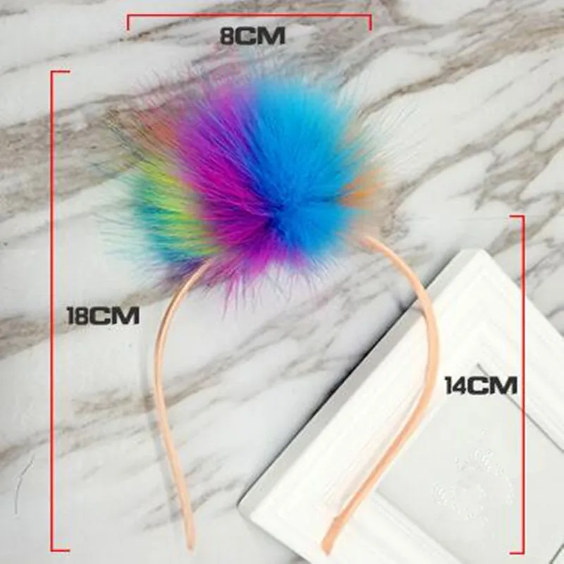 Ободок для волос с помпоном женщин и девочек ободок из искусственного меха