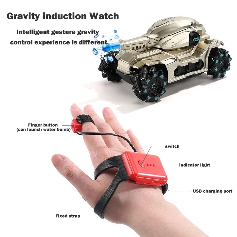 Gesture Sensing RC-Car 2.4G Handle Remote Control Tank  with Water Bomb Design  Drift Toy Model Car 360-Degree Driving for Child enlarge