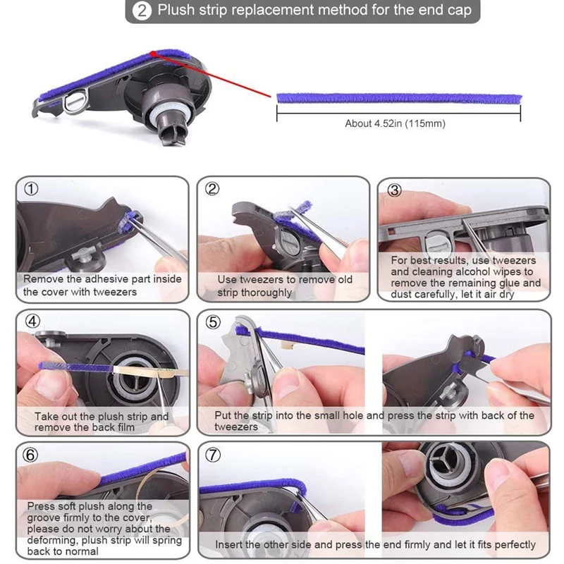 Мягкие плюшевые полоски нижняя полоса для пылесоса Dyson V6 V7 V8 V10 V11 детали замены