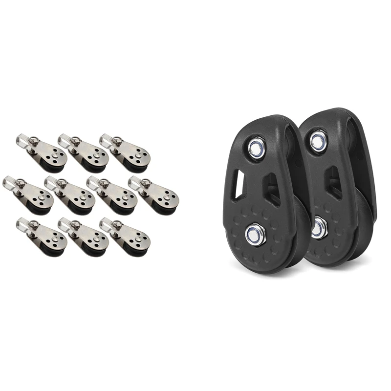 

10 PCS Marine Boat Pulley Blocks Rope With 2 PCS Kayak Slide Rail Anchor Trolley Kit