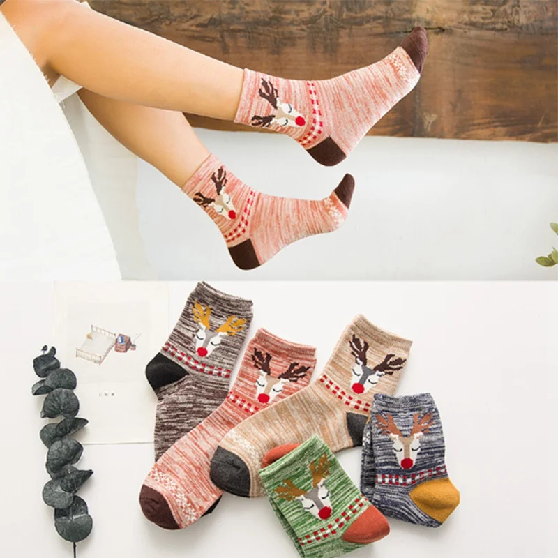 1 пара рождественских носков с героями мультфильмов хлопковые теплые носки