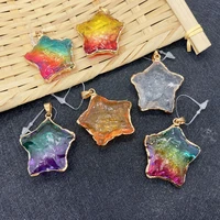 7 chakra power stone reiki pendant heal high quality multicolor crystal star shape diy jewelry making necklace earring gift 1pcs