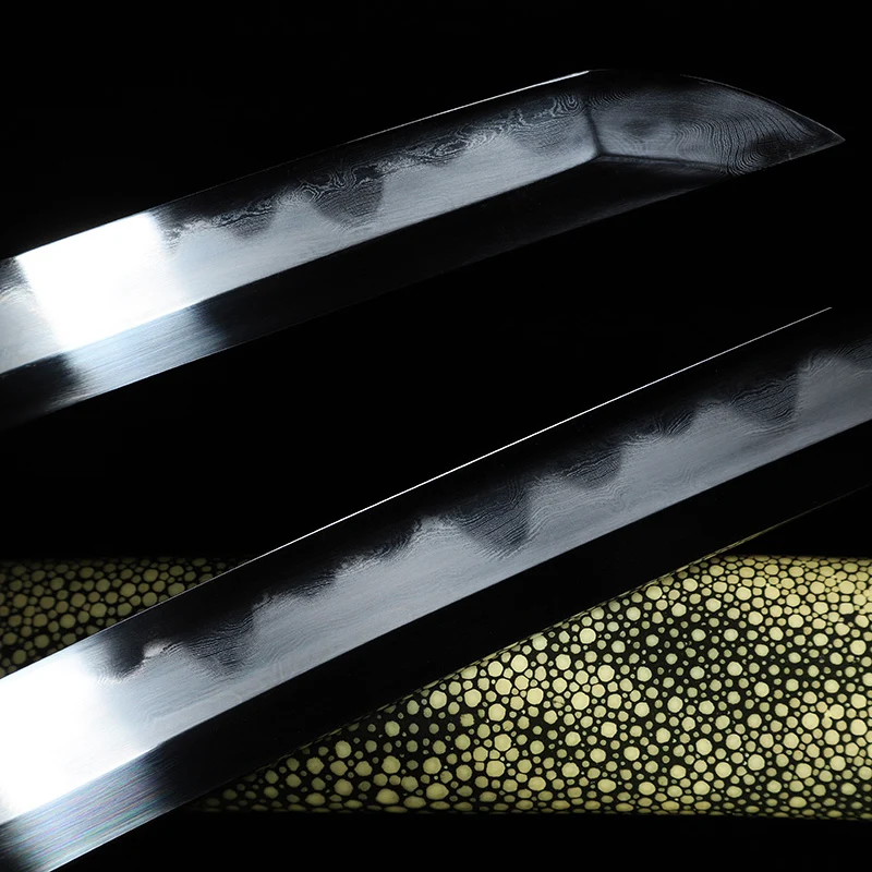 

Full Handmade Wakizashi Real Japanese Samurai Sword Bronze Gilt Silver Tsuba High-end Manual Grinding