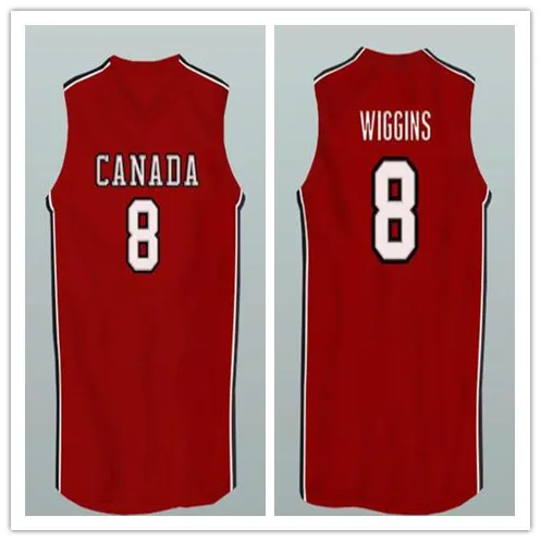

Men #8 Andrew Wiggins Canada white Red Basketball jersey Retro throwback stitched embroidery Customize any name number