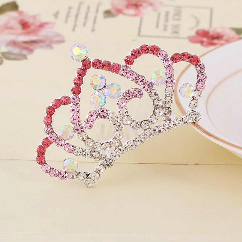 

Цветное платье для девочки с отделкой "Принцесса Стразы Корона с расческой Свадебные классические Queen сияющая краска для волос аксессуар дл...