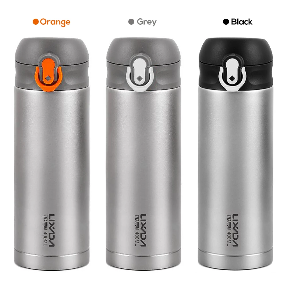 Lixada 400ml Camping Titanium Vacuum Insuated Water Bottle Fitness Sports Press Button Leakproof | Спорт и развлечения