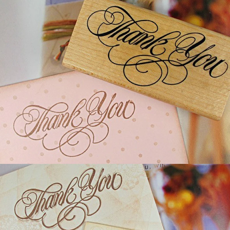 Штамп большого размера в ретро-стиле 1 шт. классический с надписью Thank You