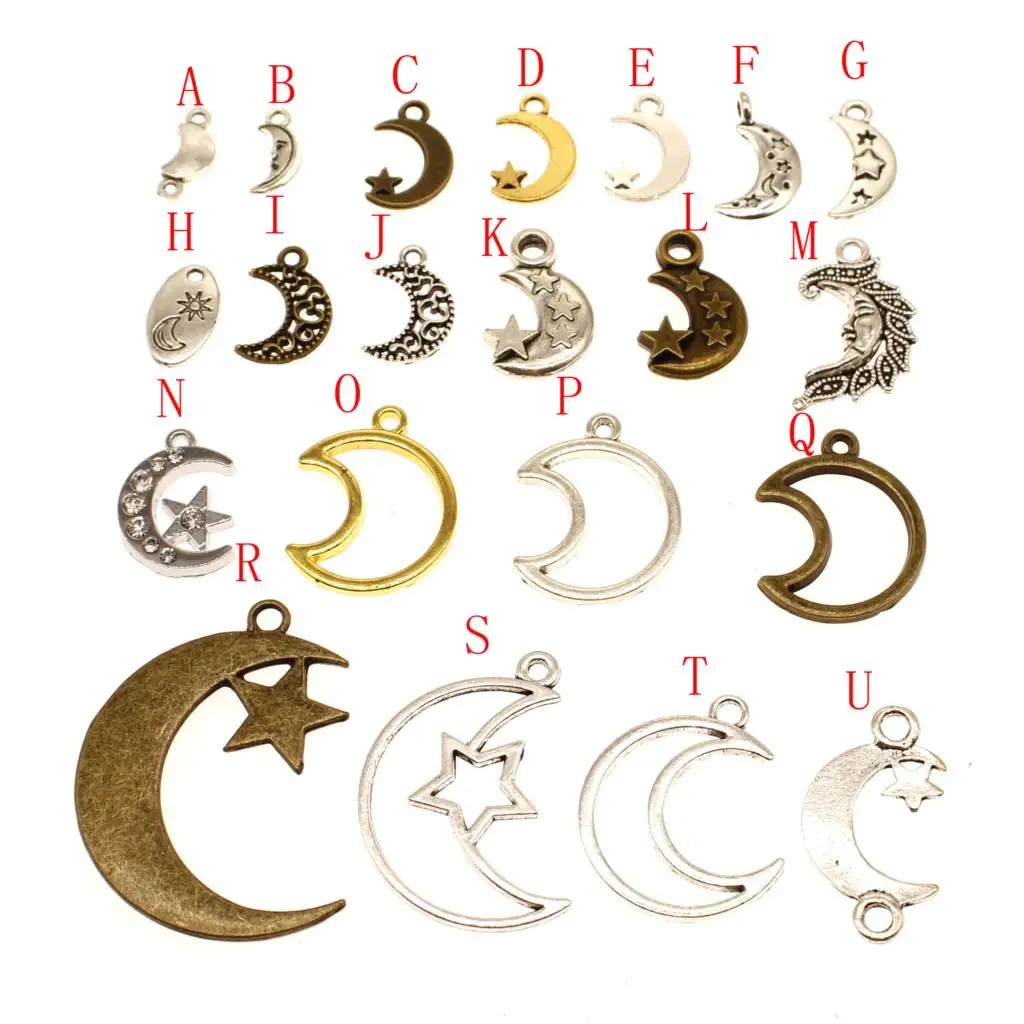 10 шт. Подвески в виде Луны посеребренные металлические ювелирные аксессуары