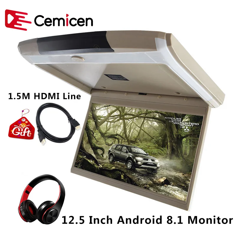 Потолочный автомобильный монитор Cemicen 12 5 дюйма Android 8 1 1080P Wi