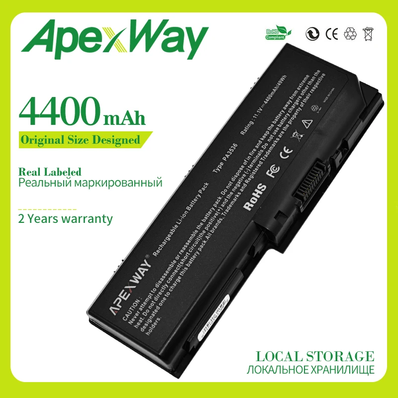 

Аккумулятор Apexway 4400 мА · ч, 10,8 В, для ноутбука Toshiba PA3536U-1BRS, PA3537U-1BAS, PA3537U-1BRS, Satellite L350, P200, P205, P300, X200