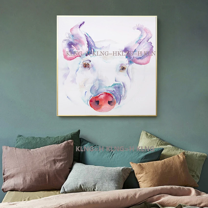 

Abstract Art Handpainted Pig Oil Painting Modern Animals on Canvas For Living Room Decor Wall Art Wall Pictures Craft