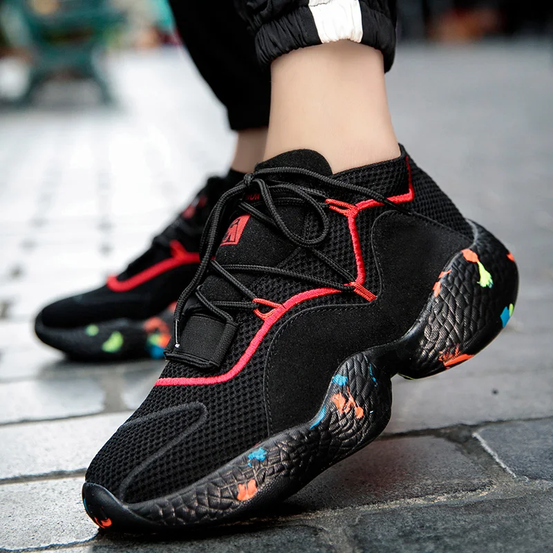 Мужские теннисные туфли черные дышащие износостойкие кроссовки унисекс для