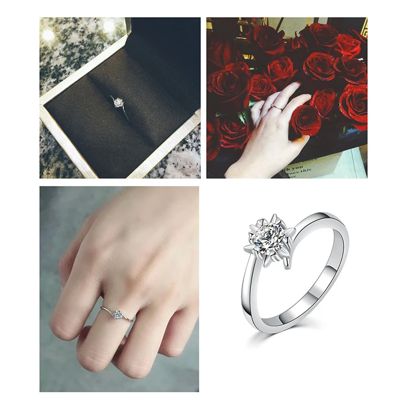 

Huitan классические свадебные кольца вечность с AAA CZ серебряный цвет браслет для женщин романтический цветочный дизайн обручальные ювелирные ...