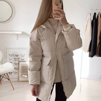 plus size jacket women coat hat winter down down jacket light duck down warm thick female outwear hooded long sleeve clothing