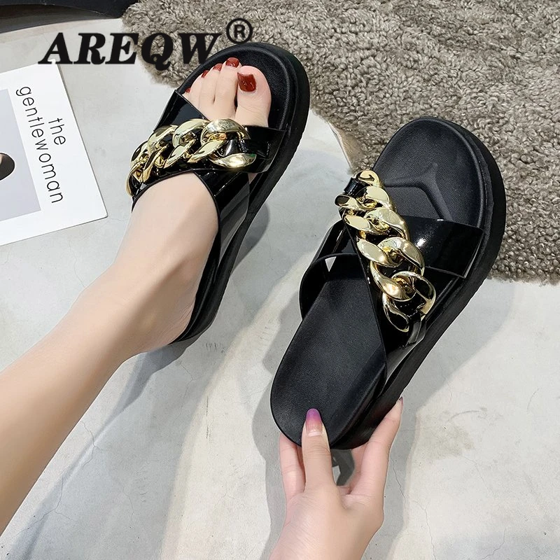 

Summer Sandals women's slippers New 2021 Flat Bottom Fashion Women Slides Big Size Slip on Woman Outside Beach Flat