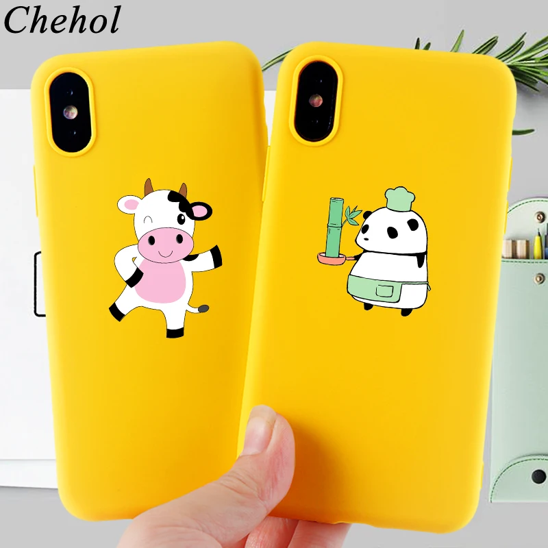 Чехол для телефона с рисунком коровы IPhone 11 Pro X XS MAX XR 8 7 6s Plus милые чехлы пандой