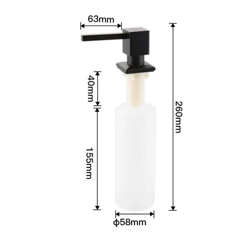 

1pc Kitchen Sink Soap Dispenser Square Soap Dispensers Kitchen Deck Mounted Pump Built In Counter Top Black Head