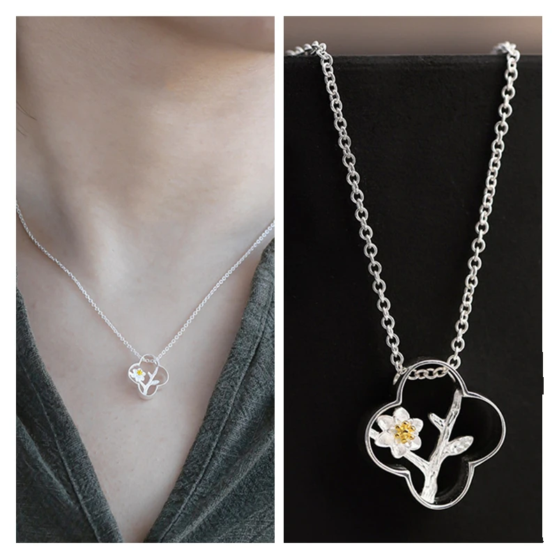 Изысканный цветок сливы кулон ожерелье для женщин ювелирные изделия с