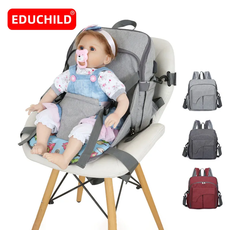 

Educhild Multi-function Mummy Bag Large Capacity Baby Bed Bags Mommy Diaper Bags Outdoor Travel Backpack Portable Baby Care