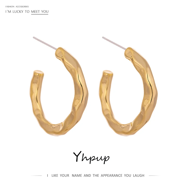 Серьги-гвоздики Yhpup в минималистичном стиле из меди и металла женские золотистые