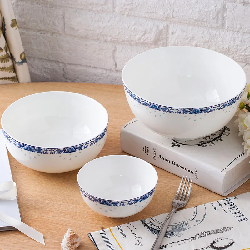 7/8 дюймовые большие чаши для супа китайские синие и белые фарфоровые