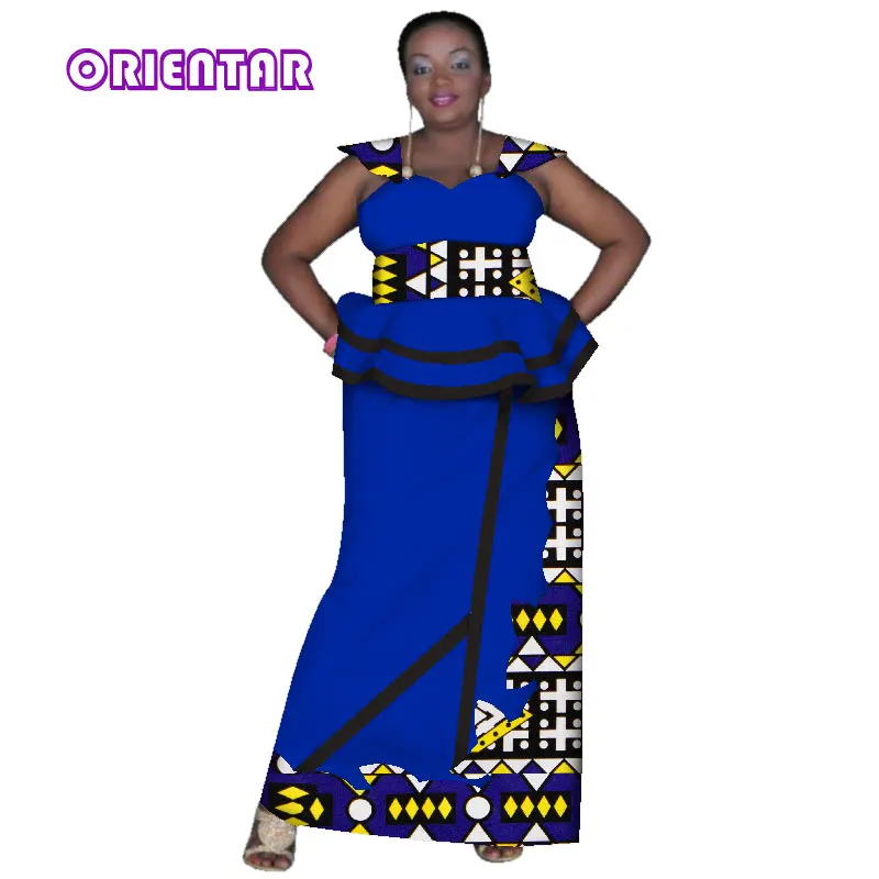 African Skirt and Pants Set for Women 2 Pieces Sets Bazin Riche African Traditional Clothing Plus Size Women Skirts Suits WY2887