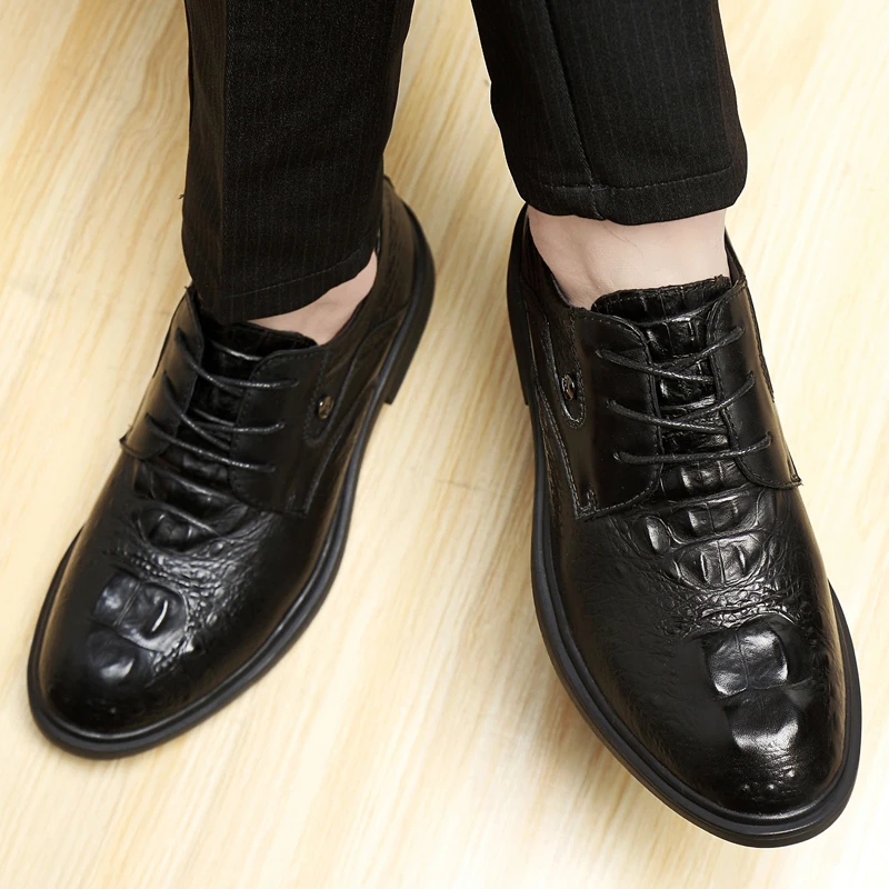 

Men's Shoes Dress Genuine Leather Classic Black Male Waterproof Lace Up Shoe Man New Office Work Formal Shoes For Men Size 36-47