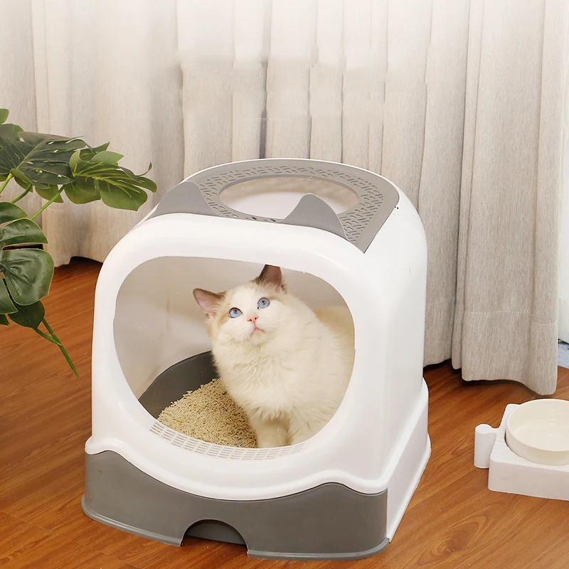 

Cat Litter Box Splash-proof Closed Cat Toilet Training Kit Plastic Removable Cleaning Toilet Pet Supplies