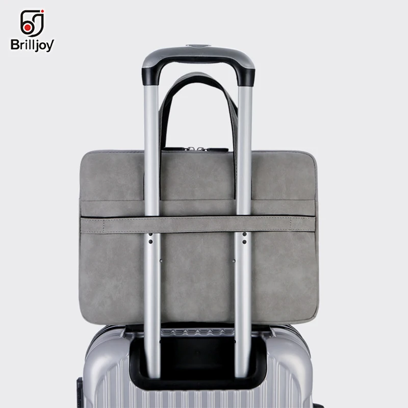 Brilljoy Handbag PU Waterproof Scratch-resistant Laptop Briefcase 13 14 15 inch Notebook Shoulder Bag Carry Case women and men
