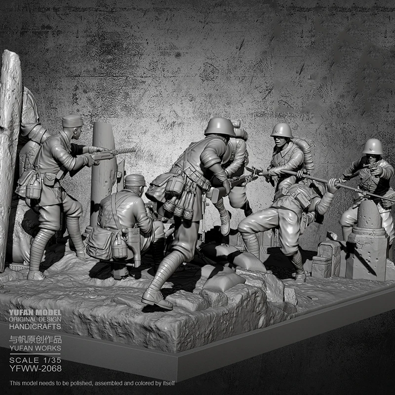 

1/35 YuFan модель 7 человек воевавший смело в сонху смолы солдат YFWW-2068H