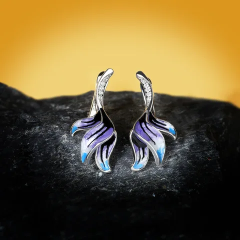 Серебряные серьги-гвоздики Similanka с цветами из эпоксидной смолы