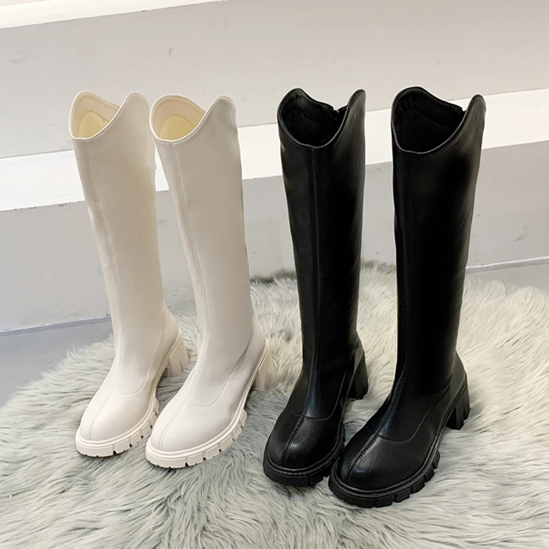 

Женские сапоги, обувь в стиле рок, женские привлекательные сапоги на высоком каблуке, на молнии, женские сапоги выше колена на среднем каблу...