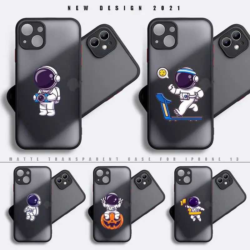 

Cute Astronaut Hand Phone Case for iphone 13 12 XS 11 pro max mini SE 2020 7 8 plus X XR case matte transparent coque funda