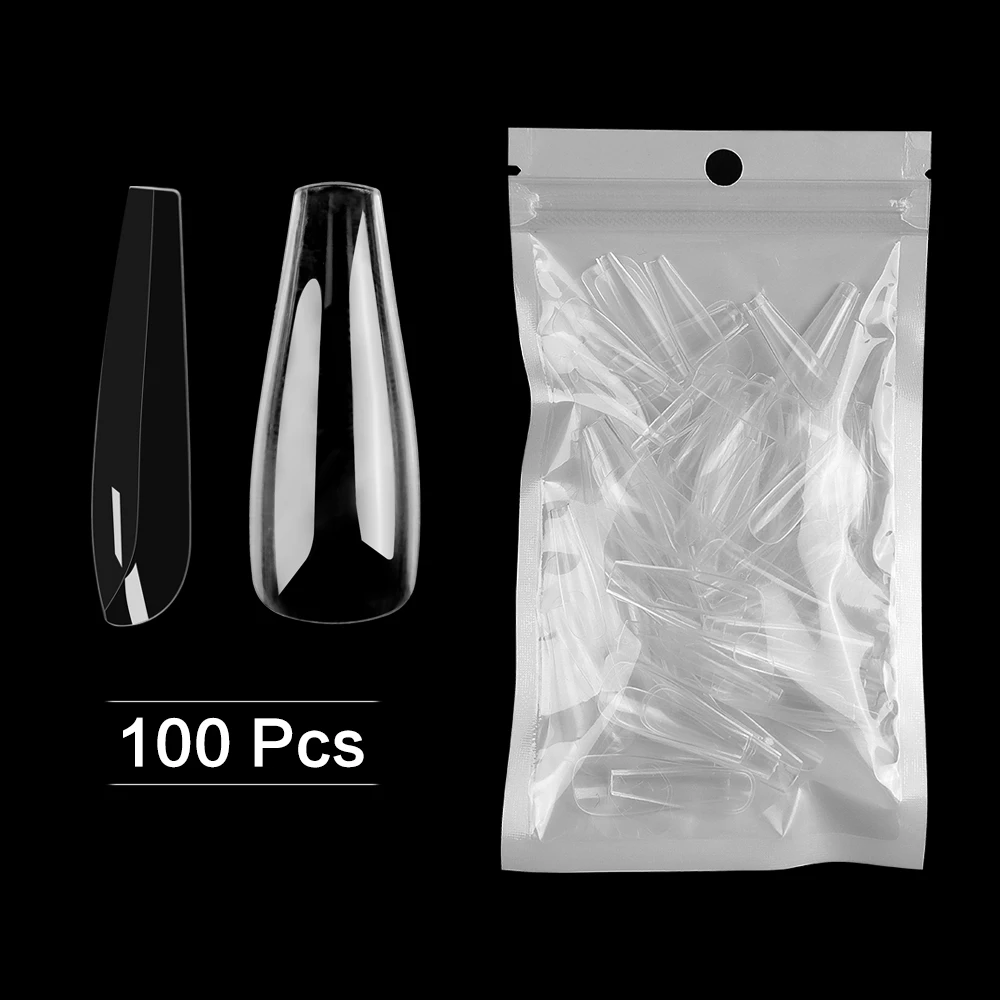 

Long Ballerina Clear Stiletto Full Nail Tips Acrylic Press on Fake Nails Coffin Shape Professional False Nails DIY Salon Tools