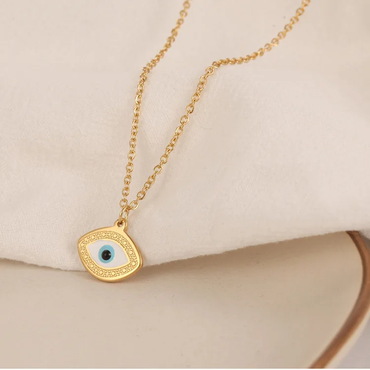 Очаровательное ожерелье с падающим овальным подвесом, украшенное титановой сталью 18К позолотой и персональной креативностью глаза через границу в Европе.