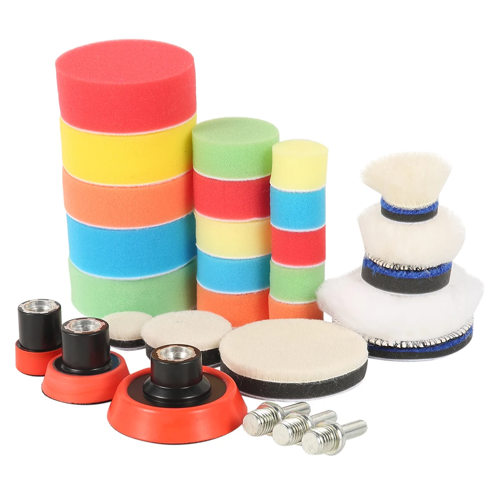 

30 Pcs 1-3 Inch Sponge Car Polisher Waxing Pads Buffing Kit for Boat Car Polish Buffer Drill Wheel Polishing Removes Scratches
