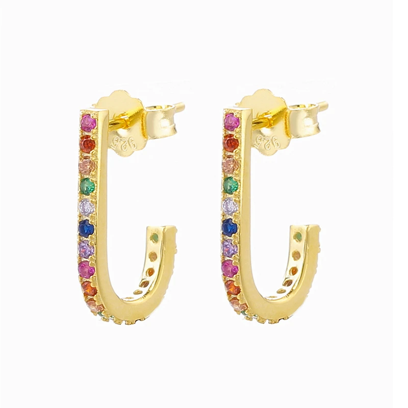 Letter J Earring Moonmory модные серьги-кольца для женщин 925 пробы опал в серебряной оправе Huggies Серьги-кольца для женщин серьга со змеями 16 цветов - Окраска металла: Letter J Earring
