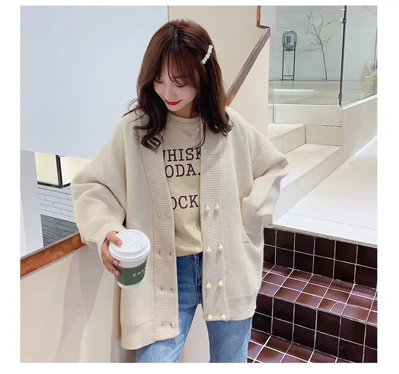 Новая осенне-зимняя одежда с v-образным вырезом свитер бисером большие размеры