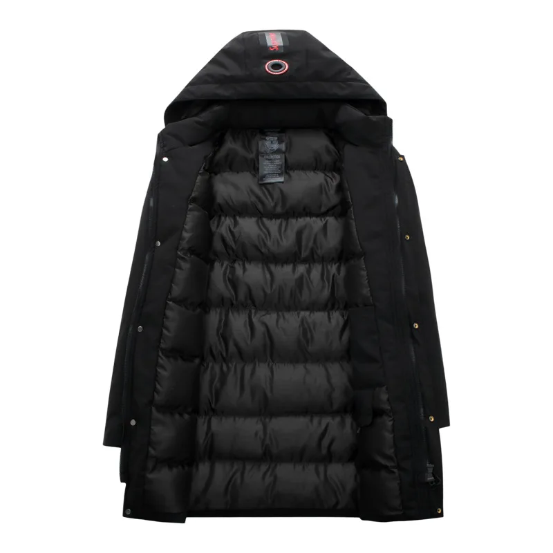 

Winter new men's young fat plus size fashion leisure medium and long hooded cotton padded clothes