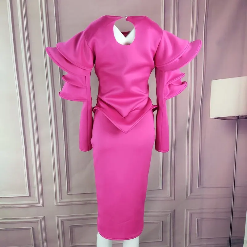 Красная роза миди платье с длинными рукавами на осень пикантная обувь Сезон Зима