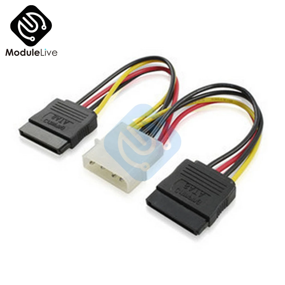 

4 Pin 4pins IDE Molex to 2 Serial ATA SATA Y Splitter Dual Hard Drive Adapter Cable New