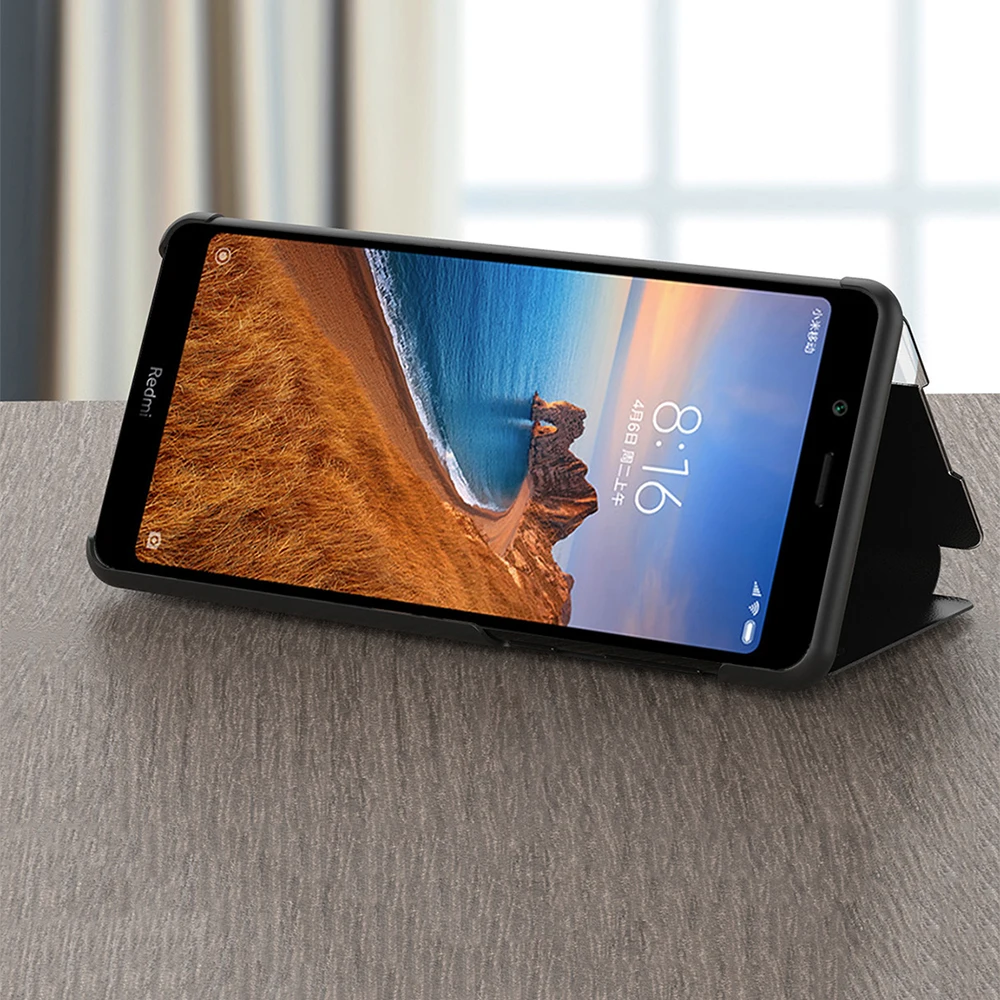 Кожаный чехол книжка Smart View для Xiaomi Redmi Note 8 7 6 5 K20 Pro 8A 7A Mi 9T A3 CC9E CC9 Note8 Note8T K 20
