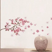 butterfly love peach blossom flower wall sticker plastic waterproof home decor mural living room decoration wall decoration